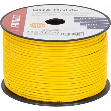 Cavo unipolare giallo CCA 1x1mm2 100m 5A 12/230V AMIO-04448 (1/5)