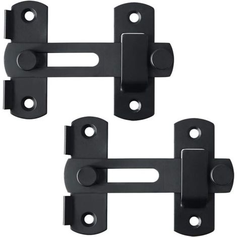 Verrou de Porte Coulissante Serrure de Porte Loquet à Bascule Boulon de Verrouillage de Boucle avec Vis pour Porte, Fenêtre, Placard et Jardin, Finition Noir Mat en Acier Inoxydable,2 Pcs (1/5)