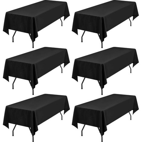 6er Pack Tischdecken Schwarz Streifen 153x260cm Rechteckig Polyester Waschbar