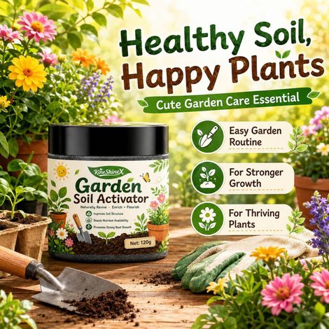 KineShineX Gartenerde-Aktivator für Topfblumen und Gemüse, Bodenverbesserer zur Revitalisierung und Auflockerung alter Böden (1/5)