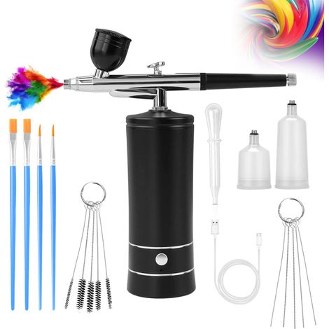Beyamis Pistolet à peinture sans fil avec compresseur - Aérographe 0.3mm pour nail art maquillage et maquettes (1/5)