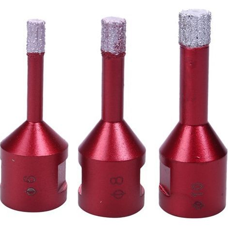 Forets Diamant 3PCS 6mm/8mm/10mm Brasé Sous Vide Trépans avec Filetage M14 pour Perçage à sec en Porcelaine Carrelage Granit Marbre (1/5)