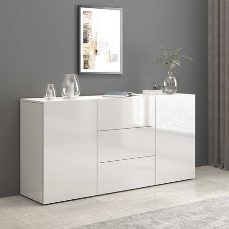 Buffet/bahut moderne 160 cm blanc brillant Keops (1/5)
