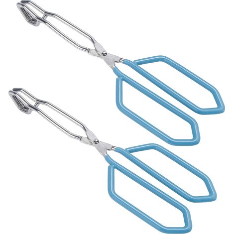 Pince-ciseaux en acier inoxydable, Lot de 2 Bleu 28 cm Pince Barbecue Longue, Pinces de Ciseaux de Barbecue, Pince Retourne Saucisse, Résistantes à la Chaleur, Pince de Cuisine (1/5)