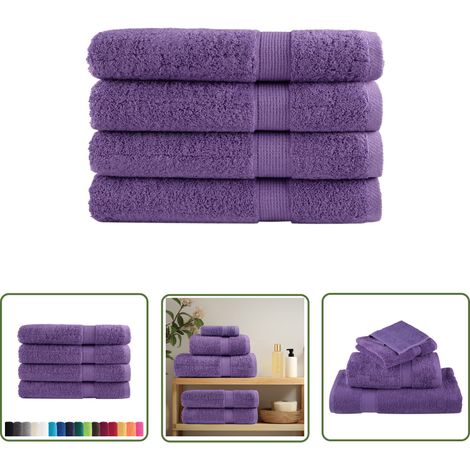 The Living Store Premium-Handtücher SOLUND 4 Stk. Lila 100x200 cm 600 g/m² - Baumwolle - Handtücher - Badhandtücher - Lila - Violette Handtücher (1/5)