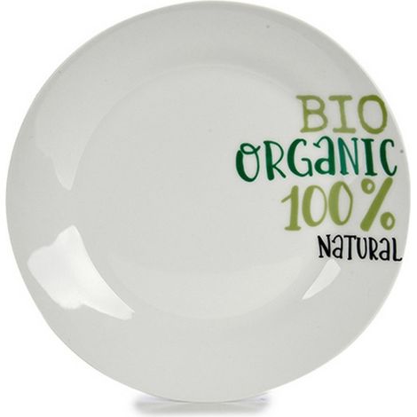 Assiette à dessert - BigBuy Home - Porcelaine - Blanc - Ø 19 cm - Compatible lave-vaisselle (1/2)