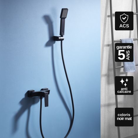 Mitigeur Douche noir mat Pommeau Anti-Calcaire - Design Moderne et Économie d'eau - Kit Complet ART IMEX (1/4)