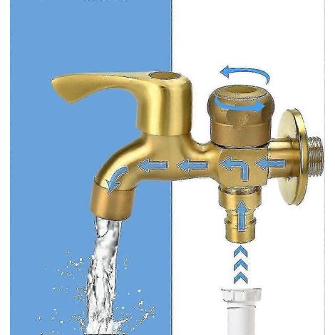 Robinet double 1/2" pour jardin, robinet extérieur en laiton, robinet antigel à double sortie pour machine à laver, robinet de vidange à double bille pour jardin (1/5)