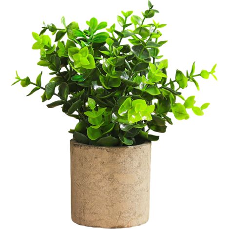 1 Mini plante artificielle, feuillage Milan, pot gris papier, décoration intérieur salon bureau (1/5)