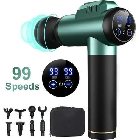 Muscle Massage Gun with 99 Speeds and 8 Massage Heads, 2500mAh Battery, LED Touchscreen Massage Gun for Pain Relief (1/4)