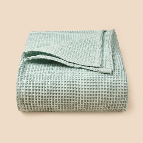 Couverture En Coton Waffle - 110 x 70 cm - Pour Canapé Lit Bureau Pause Déjeuner - 1 Pièce (1/5)