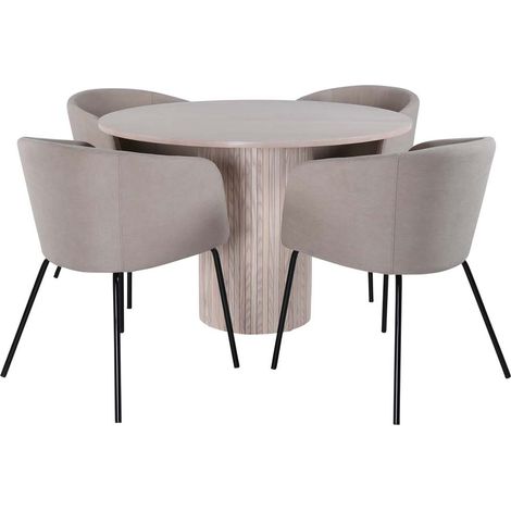 bianca ensemble pour salle à manger table whitewash et 4 berit chaises beige. (1/5)