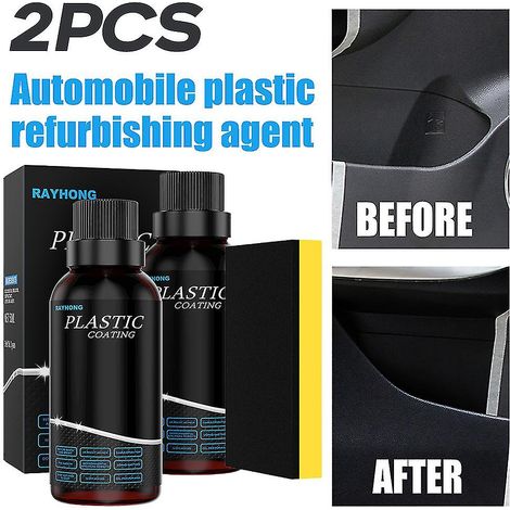 Kit de 1 ou 2 pièces rénovateur plastique auto, agent de revêtement rafraîchissant anti-poussière pour pièces en plastique et cuir, restauration intérieure. (1/5)