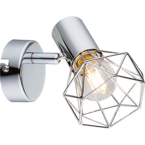 Spot mural lampe chrome salon salle de travail cage spot lampe réglable Globo 54802-1 XARA I (1/4)