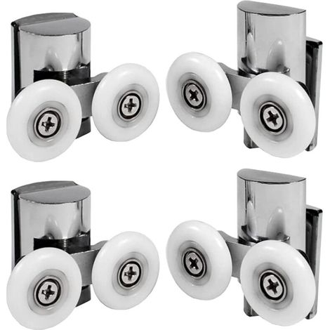 8 Stück Rollen für Duschtüren 23mm Ersatzrollen für Duschkabinentür Duschkabine Rollen 4 Oberrolle und 4 Unterrolle