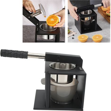 Presse-agrumes manuel à levier en acier inoxydable 304 avec deux filtres pour extraction de jus de fruits