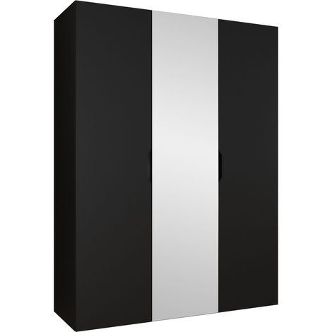 Armoire Hartford 512, Noir, 202x150x50cm, Portes d'armoire: Avec des charnières, Nombre d'étagères: 0 (1/4)