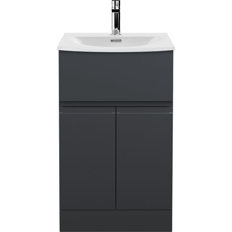 Hudson Reed Urban Floor Standing Vanity Unit with Basin 4 Satin Anthracite - 500mm Wide (1/4)