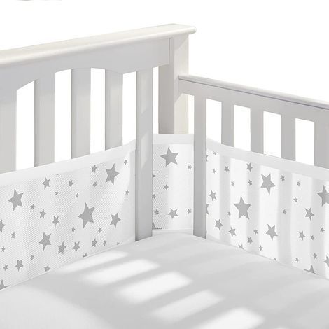 Tours de Lit en Maille Respirant 4 Côtés Anti Collision pour Lit Bébé Blanc Etoile (1/5)