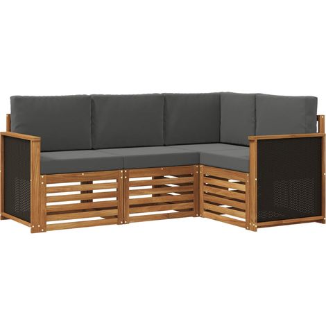 Sofa Sets with Cushion 4 pcs Solid Acacia Wood vidaXL