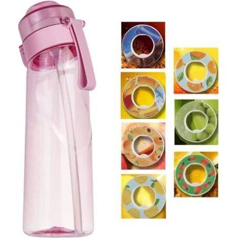 (Pinke) Wasserflasche – Aromakapseln – 650 ml – Pink – 7 Aromakapseln – Auslaufsicher (1/4)