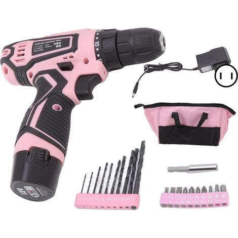 Tournevis électrique 12V Rechargeable sans Fil Perceuse Compacte Outils à Main Kit de Vis Gyroscopique Automatique Ensemble D'outils Rose Outils électriques pour la Maison(EU P (1/4)