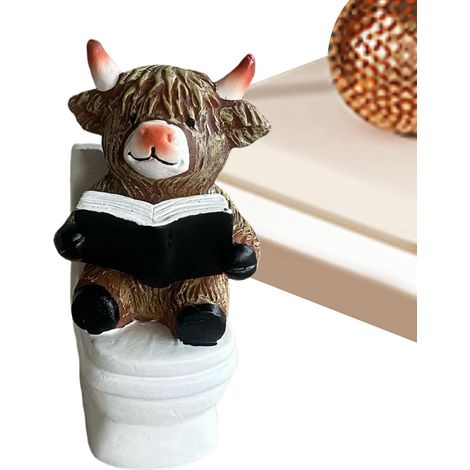 Statuettes de Vache Miniatures Ornement Animal Bovin Drôle de Collection Statue Bovine pour Décoration Salle de Bain pour Table de Chevet Bibliothèque Appui de Fenêtre Salon Chambre Bureau (1/3)