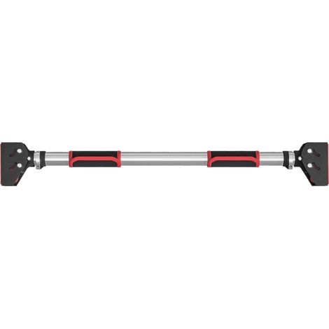 Barre de traction réglable pour cadres de porte, sans perçage, en acier, jusqu'à 200 kg, 75-92 x 10 x 7 cm, noir/rouge (1/5)