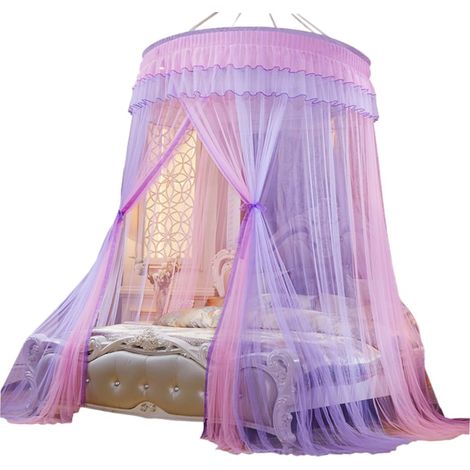 Moustiquaire de lit, baldaquin rond, polyester et armature (1/5)