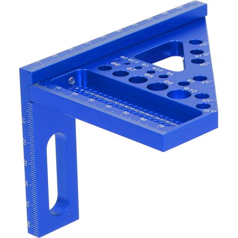 Équerre de menuisier, rapporteur, règle triangulaire à onglets en alliage d'aluminium, outil de mesure multi-angles, bleu (1/5)
