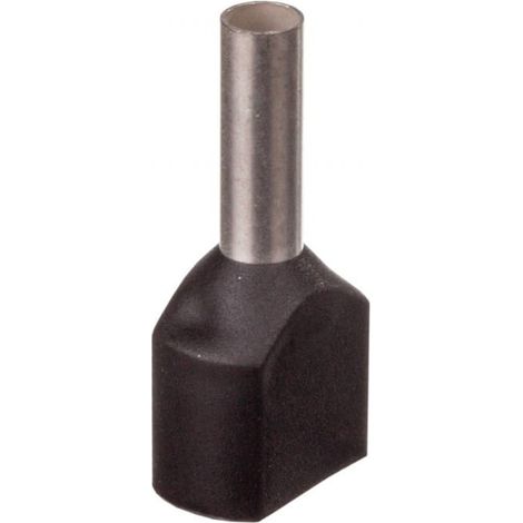Embout de câble isolé TID 2x1,5 mm²/8 mm étamé noir TID2x1,5L8 /100 pièces/