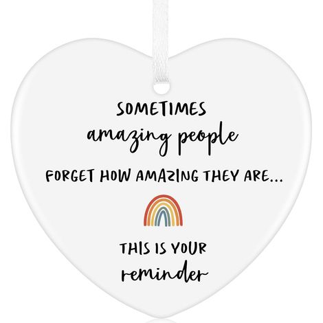 Pendentif En Céramique - Motif Cœur Arc-En-Ciel - Cadeau Pour Diplôme Ou Remerciement - Mentor Ami Famille - 1 Pièce (1/5)