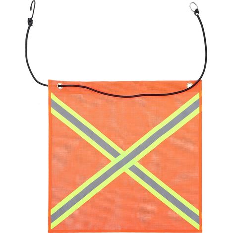Drapeau Réfléchissant Orange en Pvc 45x45cm, Étanche et Haute Visibilité, Drapeau D'avertissement pour Fin de Voiture et Sécurité Routière (1/5)