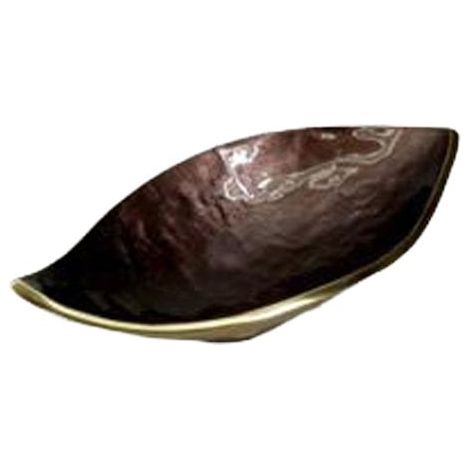 Coupe décorative vide-poches et corbeille à fruits en aluminium marron 30 x 15,5 x 7 cm - PANGIVO (1/4)