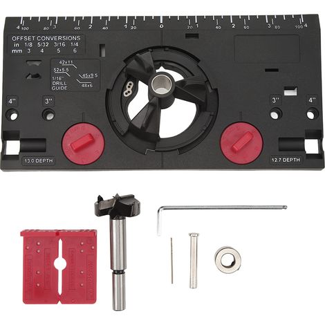 35-mm-Scharnierbohrer, Bohrschablone für Scharnierlöcher, mit 1/16-Zoll-Bohrer und Schneidwerkzeug, schwarz.