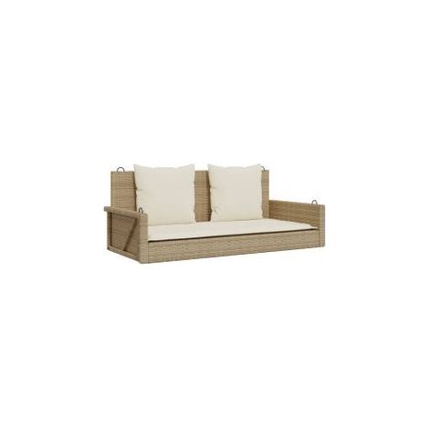 Balancelle avec coussins beige 119x56x48 résine tressée (1/5)