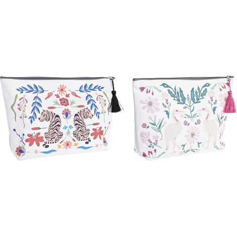 Trousse de toilette DKD Home Decor Blanc Beige Multicouleur (2 Unités)