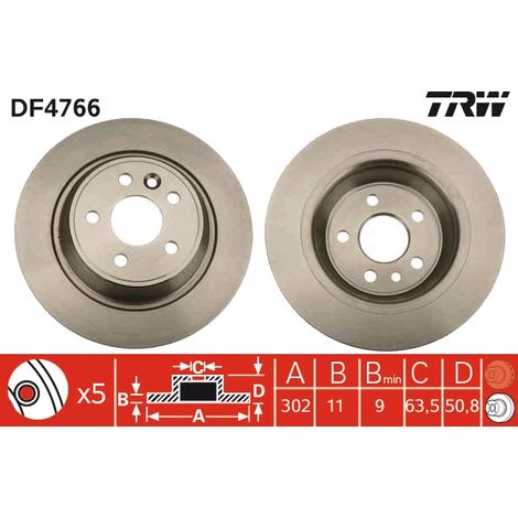 DISQUE DE FREIN ARRIÈRE DF4766 TRW (1/2)