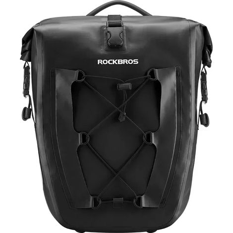 (Noir) Sacoches de vélo, étanches, capacité de 25 litres, pour les voyages longue distance. (1/5)