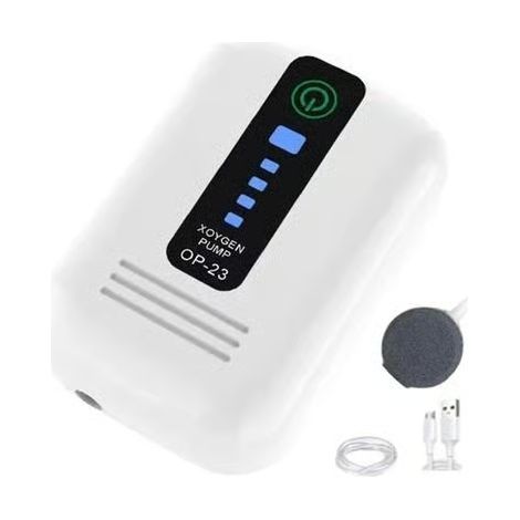 Pompe à air pour aquarium, compacte, puissante et silencieuse, rechargeable par USB, idéale pour les bassins hydroponiques et les aquariums extérieurs. (1/5)