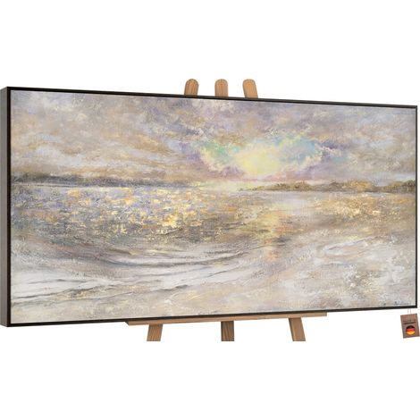 Gemälde Meer Dämmerung Rahmen Grau 200x100 cm