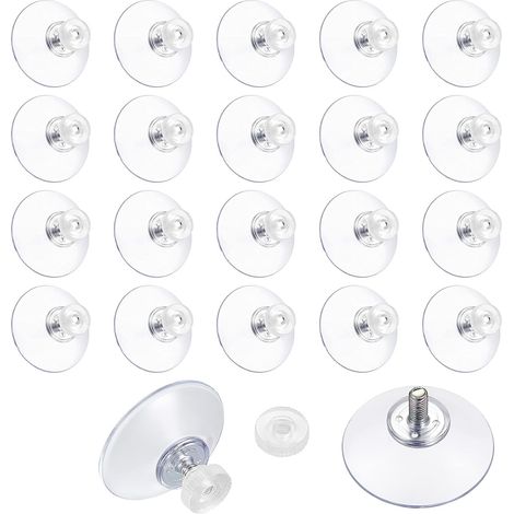 QAZQA Lot de 22 Ventouse Filetée Ventouses avec Filetage, M4 M5 Ventouse en Plastique PVC Suspension Ventouse Transparente pour Voiture,Camping (1/5)