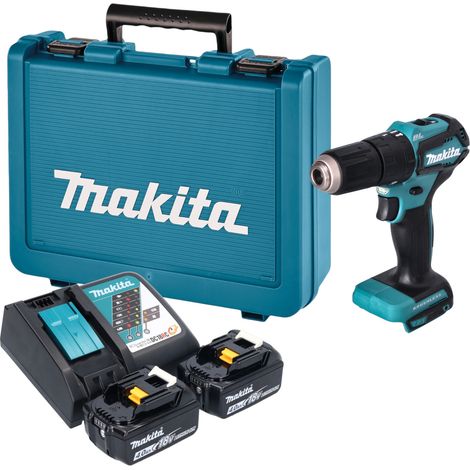 Taladro atornillador de percusión a batería Makita DHP 483 RME de 18 V, 40 Nm, sin escobillas + 2 baterías de 4,0 Ah + cargador + maletín (1/5)