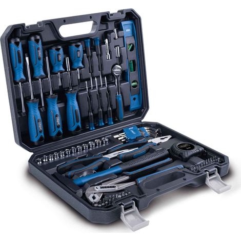 Scheppach Coffret à outils complet TB90 - Chrome vanadium - idéal maison, voiture, jardinage & chantier - 88 pièces incluses