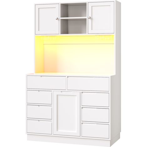 Armario alto de cocina con iluminación LED inteligente 120 x 40 x 183,5 cm MDF blanco HOMVRA (1/5)