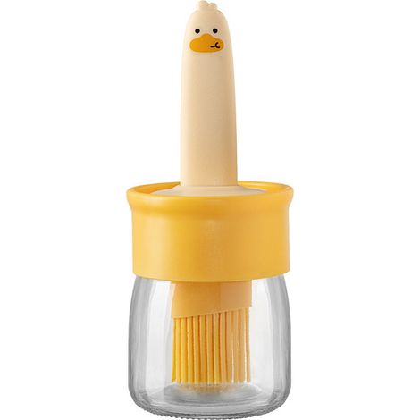 Pinceau Cuisine - Silicone Résistant à la Chaleur - Boîte à Huile en Verre avec Distributeur - Pour Crêpes Grillades Pâtisseries - Lot de 1