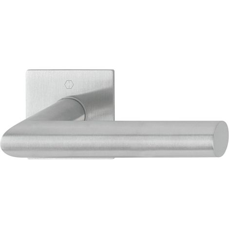 Paire de béquille sur rosace plate autocollante carrée Bec de cane Amsterdam Inox F69 - HOPPE - ROZ 3478448 (1/3)