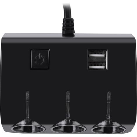 Allume-cigare triple avec 2 ports USB et adapteur secteur pour voiture (1/5)
