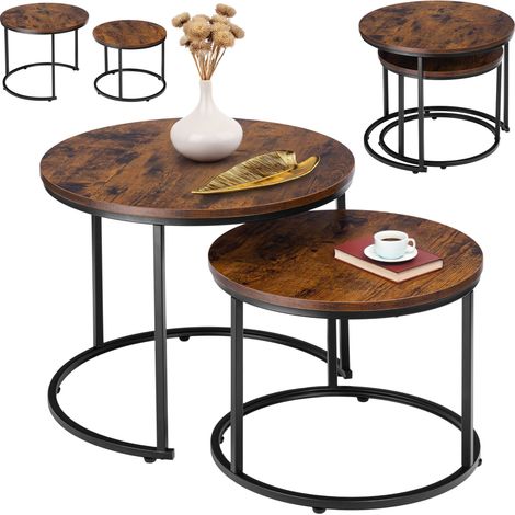 Set aus zwei Galen Small Rustic Loft-Tischen
