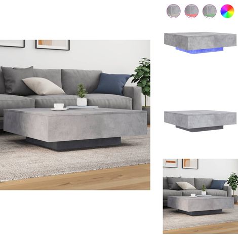 Table basse avec lumières LED gris béton 100x100x31 cm - Table Basse Design - Table Basse Led - Table Basse Moderne - Meuble Salon - Table D'appoint (1/5)